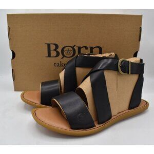 Born Neil Gladiator Sandals Womens Size 7 Black NEW Leather Strappy Flat